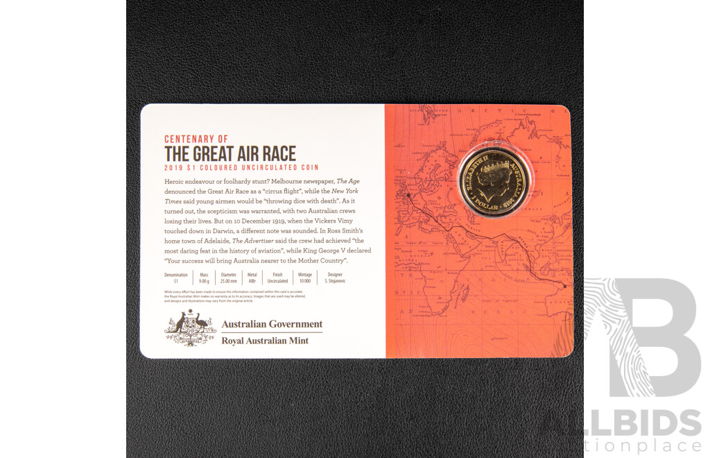 Australian RAM 2019 Eight Commemorative One Dollar Coin Collection, Centenary of the Great Air Race