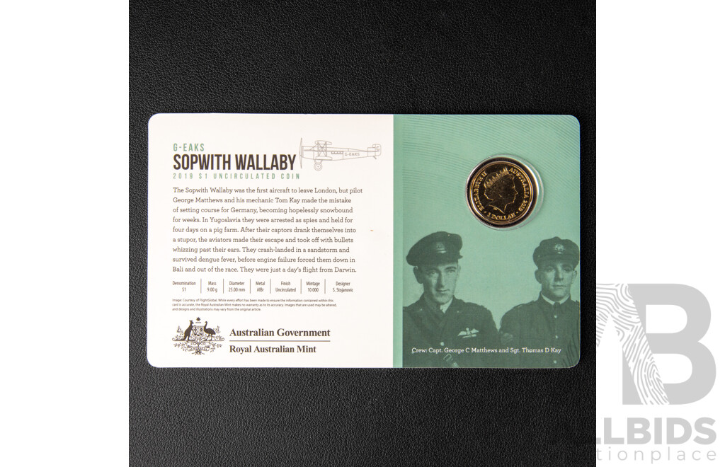 Australian RAM 2019 Eight Commemorative One Dollar Coin Collection, Centenary of the Great Air Race