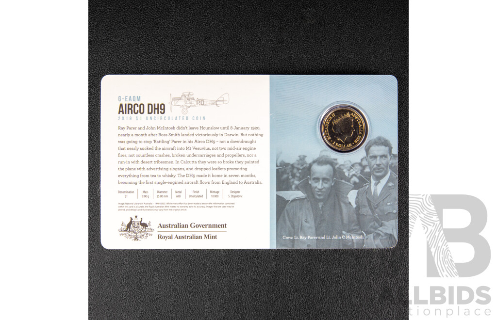 Australian RAM 2019 Eight Commemorative One Dollar Coin Collection, Centenary of the Great Air Race
