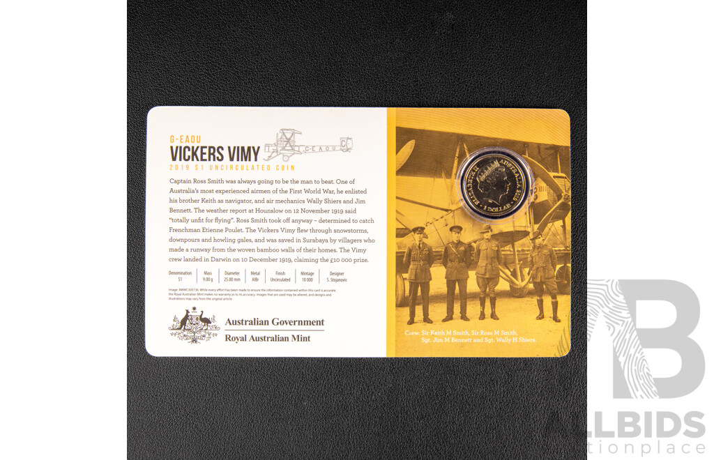 Australian RAM 2019 Eight Commemorative One Dollar Coin Collection, Centenary of the Great Air Race