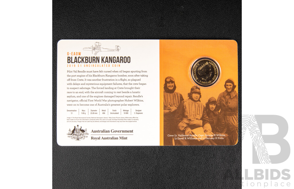Australian RAM 2019 Eight Commemorative One Dollar Coin Collection, Centenary of the Great Air Race