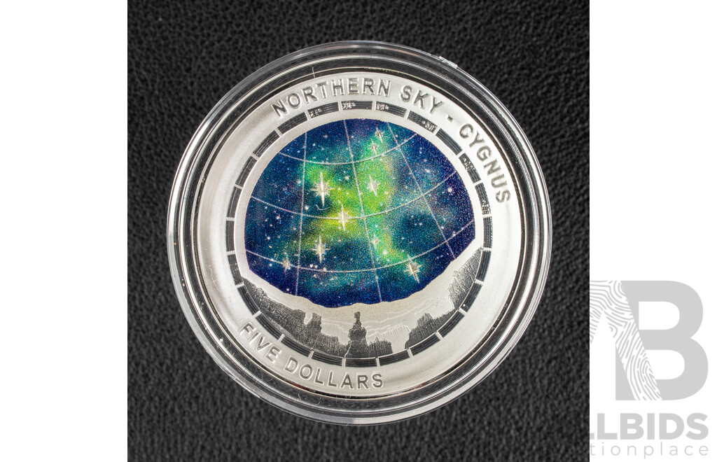 Australian RAM 2016 Silver Proof Domed and Coloured Five Dollar Coin, Northern Sky Cygnus .999