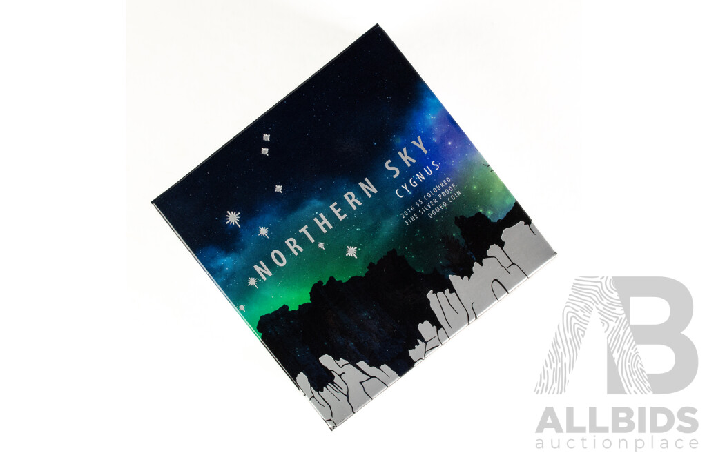 Australian RAM 2016 Silver Proof Domed and Coloured Five Dollar Coin, Northern Sky Cygnus .999