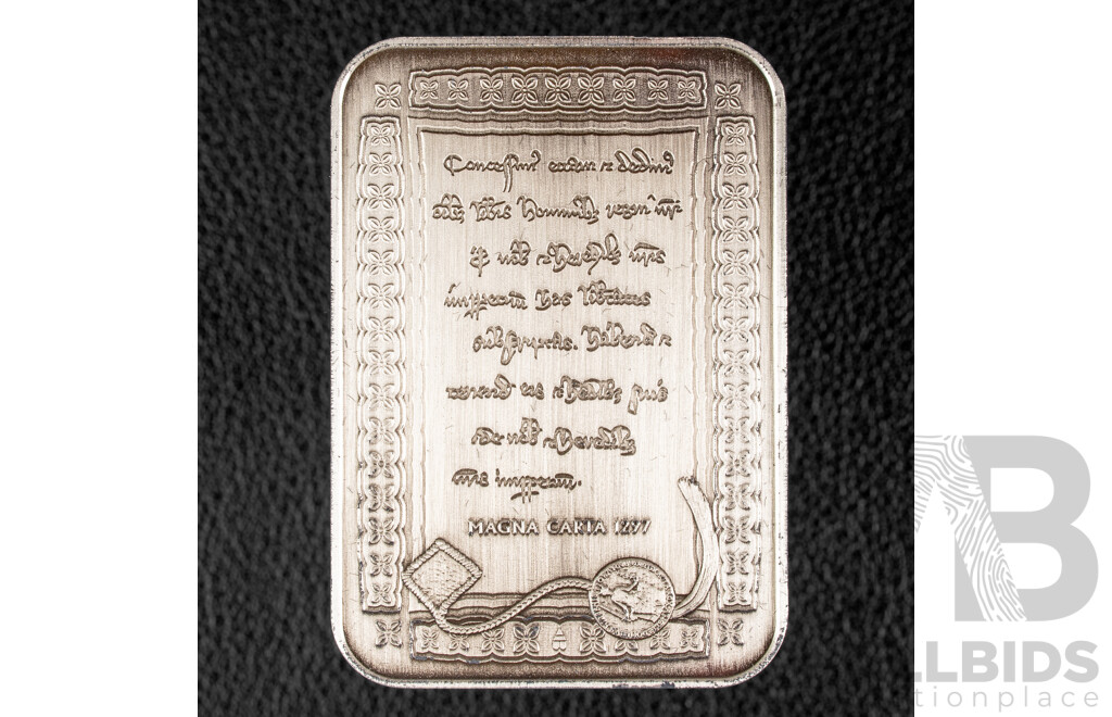 Australian RAM 2015 Silver Five Dollar Rectangular Coin, 800th Anniversary of the Magna Carta .999