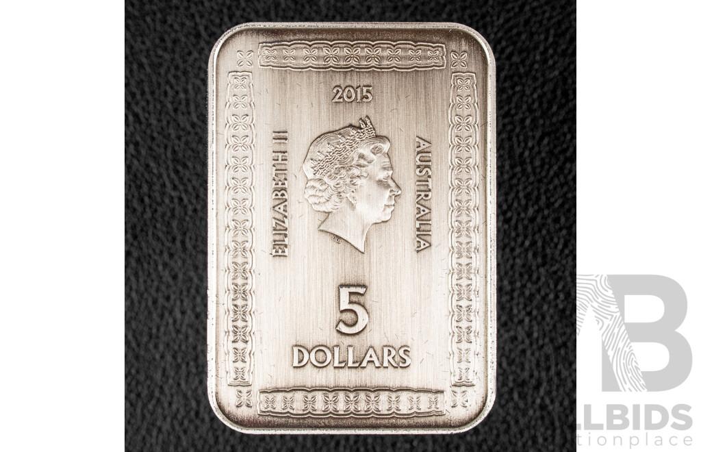 Australian RAM 2015 Silver Five Dollar Rectangular Coin, 800th Anniversary of the Magna Carta .999