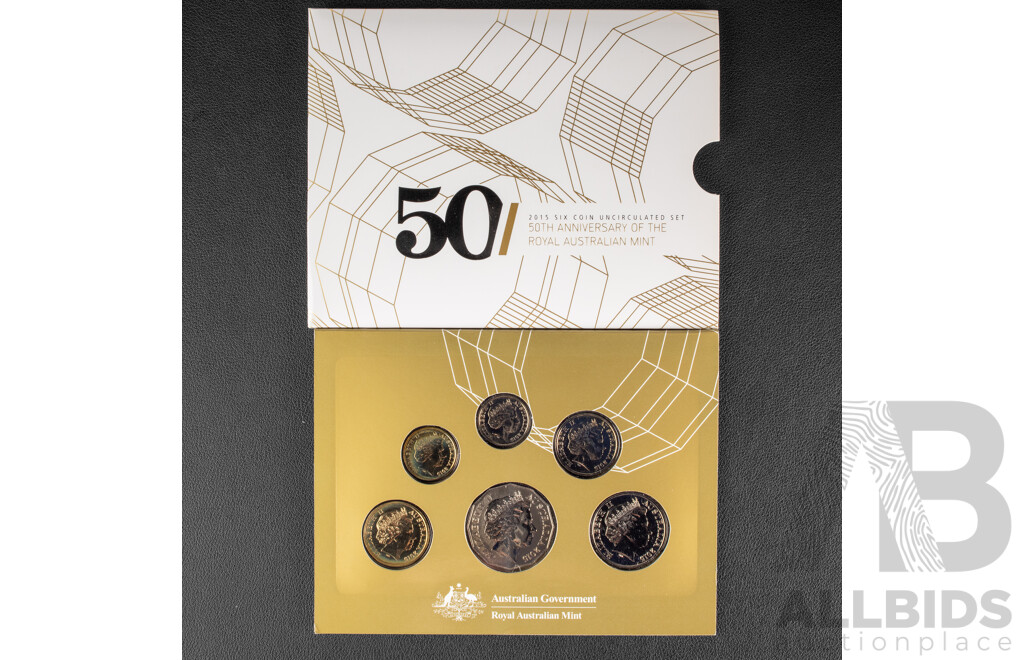 Australian RAM 2015 Six UNC Coin Set, 50th  Anniversary of the Royal Australian Mint