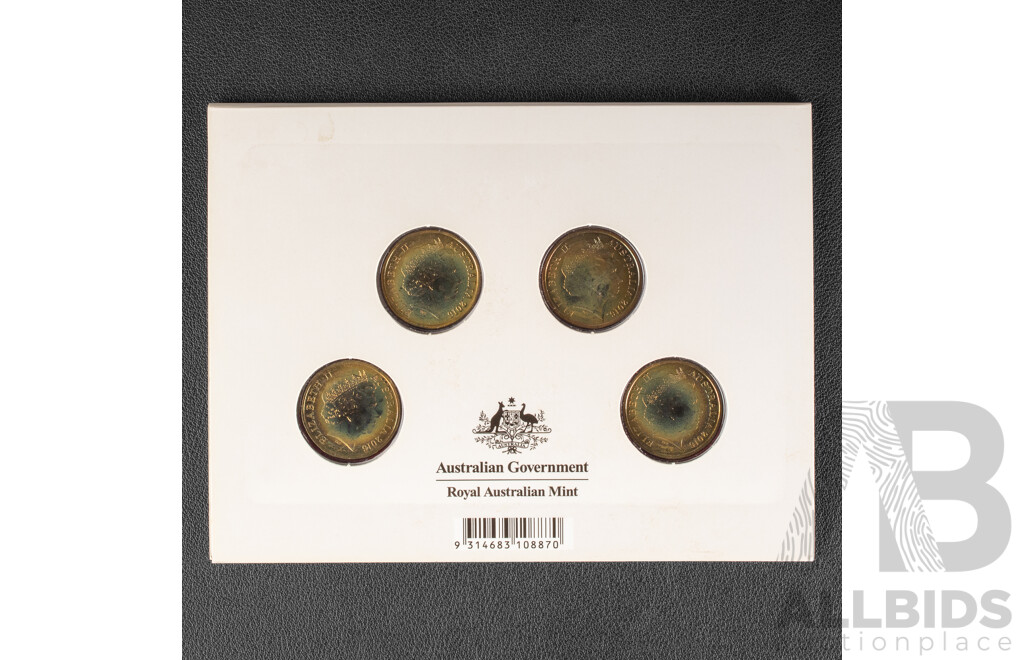 Australian RAM 2016 Four One Dollar Coin Set, Australia's First Mints, Growth From Gold and 2010 Four One Dollar Set, 100 Years of Australian Coinage