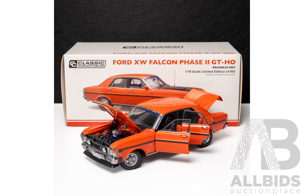 Classic Carlectables 1970 Ford XW Falcon Phase II GT-HO Brambles Red COA 16/650- 1:18 Scale Model Car