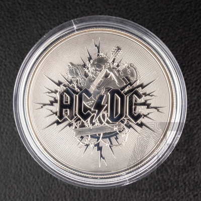 Australian RAM 2021 Silver One Dollar Frosted Coin, AC/DC