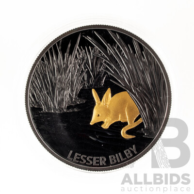 Australian RAM 2019 Commemorative Five Dollar Plated Silver Proof Coin, Echoes of Australian Fauna - Lesser Bilby .999