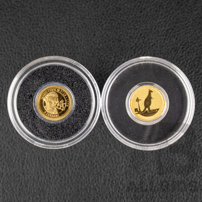 Australia Perth Mint 2012 Gold Two Dollar Coin, Mini Roo .999 and Cook Islands 2012 Gold Five Dollar Coin, James Cook 1728-1779  .585