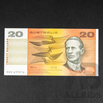 Australian 1991 Twenty Dollar Note Fraser/Cole R413, RUQ 639216