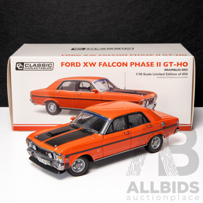 Classic Carlectables 1970 Ford XW Falcon Phase II GT-HO Brambles Red COA 16/650- 1:18 Scale Model Car