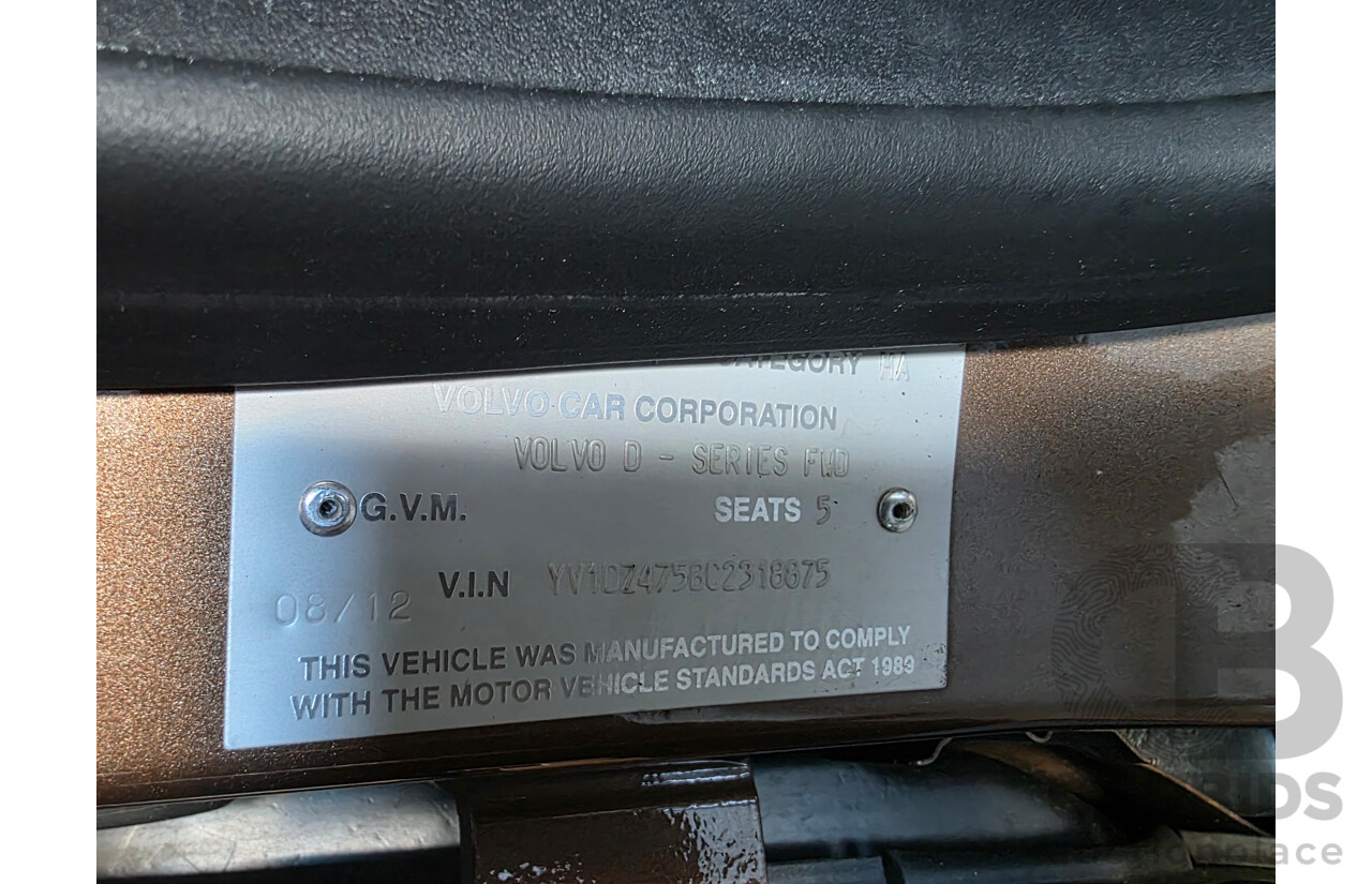 8/2012 Volvo XC60 T5 DZ MY13 4d Wagon Terra Bronze Metallic Turbo 2.0L