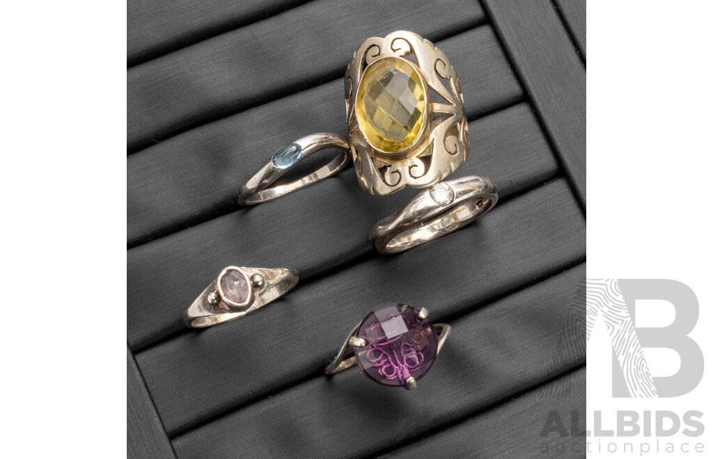 925 Sterling Silver Ring Bundle. Lot of 5 - 13.42gms