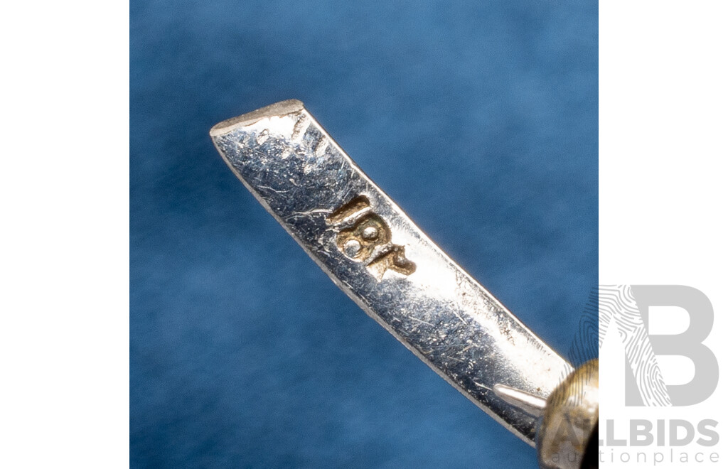 Vintage 14ct White Gold Branch Brooch with 3x Oval Cabochon Smokey Topaz - 4.27gms