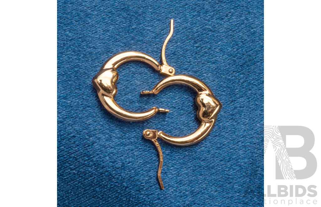 9ct Yellow Gold Huggies With Heart Shaped Design