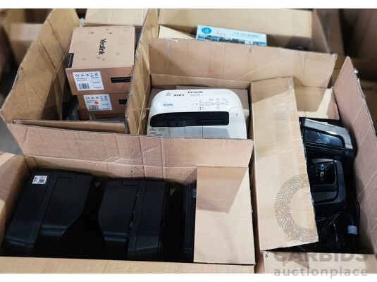 Pallet Lot of Assorted Printers, Office Phones, Blu-Ray Player
