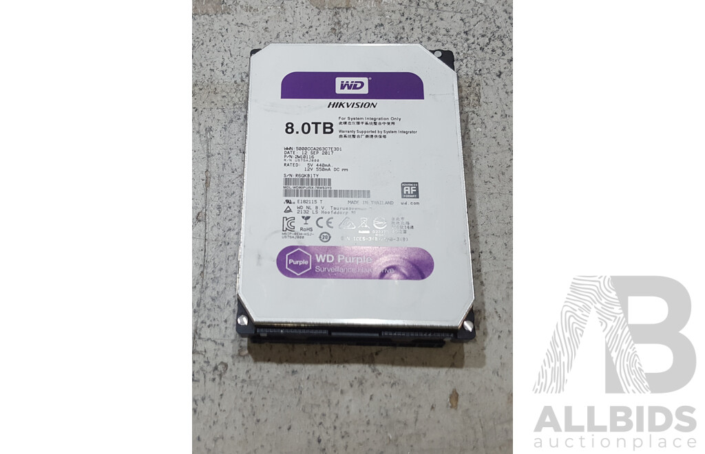 WD (WD80PURX) 8TB Purple Surveillance SATA 3.5-Inch Hard Drive