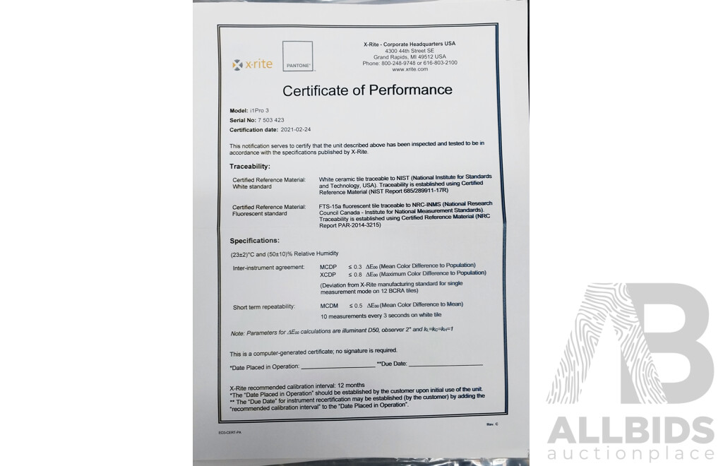 EFI ES-2000 Spectrophotometer