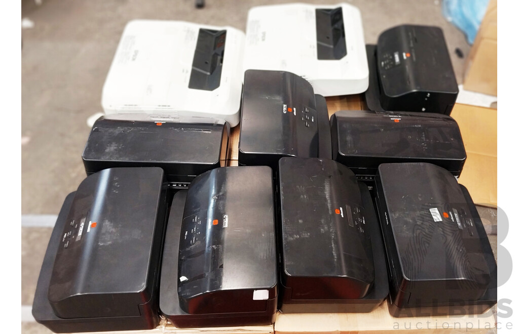 Pallet Lot of Assorted Printers, Projectors,  Ipad Keyboards