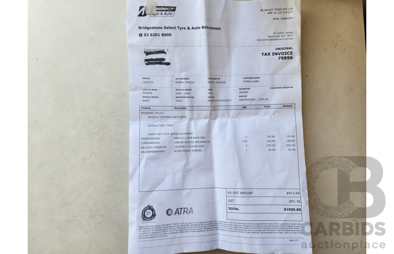 9/2006 Toyota Rav4 CV (4x4) ACA33R 4d Wagon White 2.4L