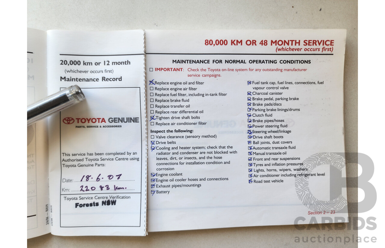 9/2006 Toyota Rav4 CV (4x4) ACA33R 4d Wagon White 2.4L