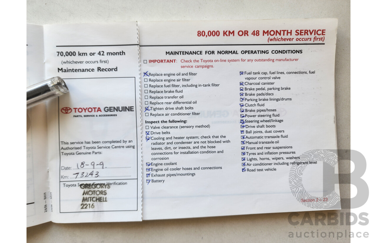 9/2006 Toyota Rav4 CV (4x4) ACA33R 4d Wagon White 2.4L