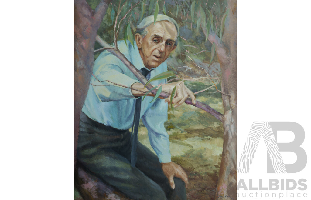 Yve Close (20th Century, Australian, 1930-2023) Portrait of Joshua Smith (1985), Wonderful Original Oil on Board, 104 x 84 cm (frame)
