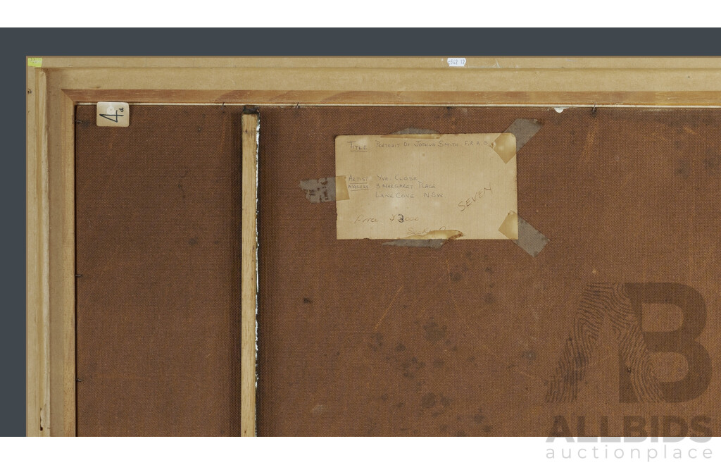 Yve Close (20th Century, Australian, 1930-2023) Portrait of Joshua Smith (1985), Wonderful Original Oil on Board, 104 x 84 cm (frame)