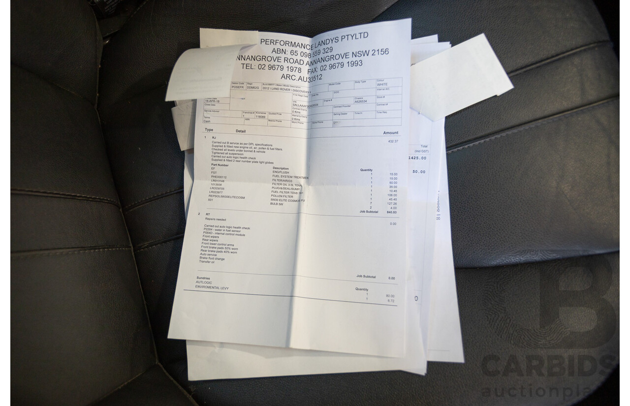 5/2012 Land Rover Discovery 4 3.0 SDV6 HSE MY12 4d Wagon Fuji White Turbo Diesel V6 3.0L - 7 Seater