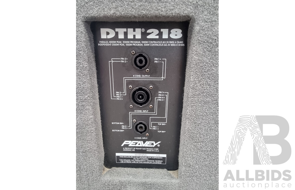 Pair of Peavey Electronics Speaker's DTH-4 & DTH218