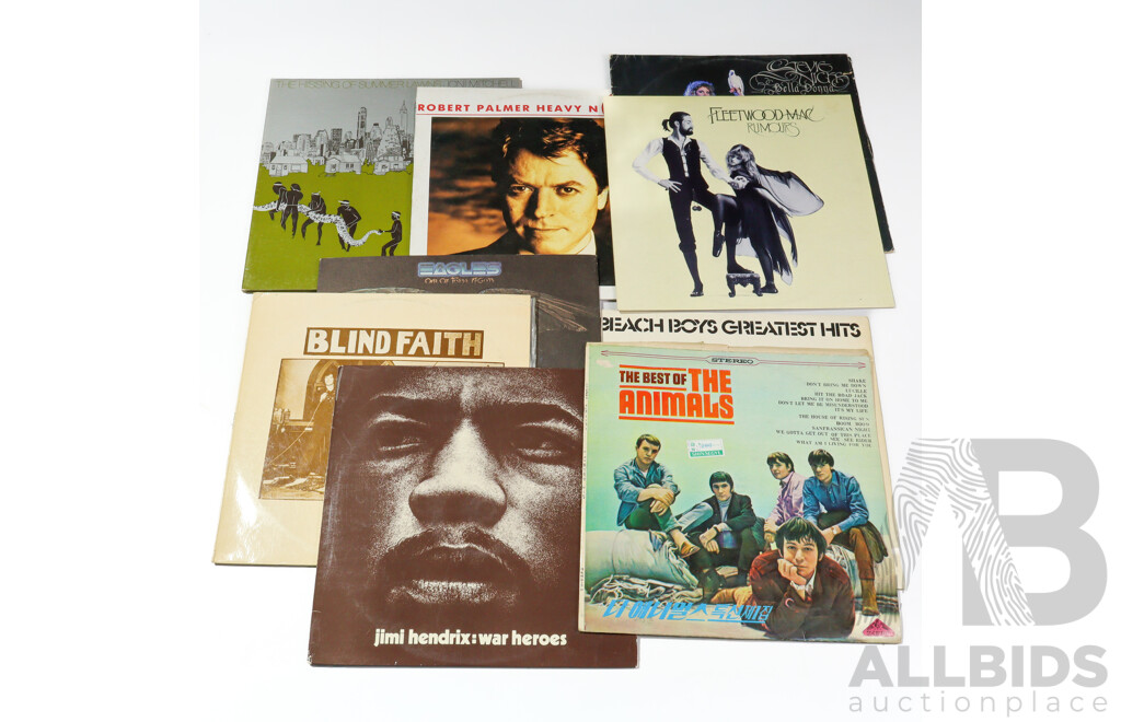 Collection of Nine Popular Music LPs Including Jimi Hendrix, Joni Mitchell, Fleetwood Mac, Stevie Nicks, The Eagles & More