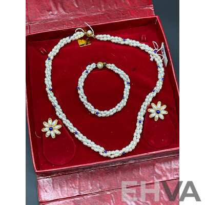 Twisted Freshwater Pearl Necklace, Bracelet & Earring Set