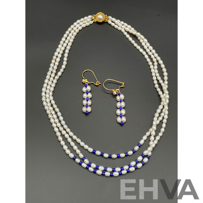 Freshwater Pearl Necklace & Earring Set