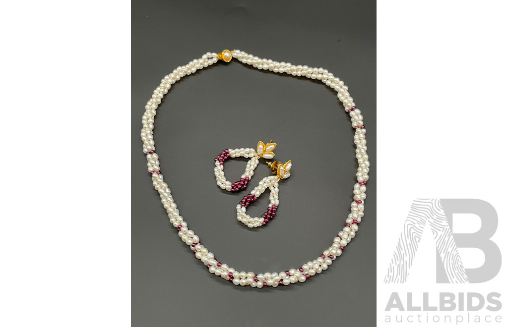 Freshwater Pearl Twisted Necklace & Earring Set