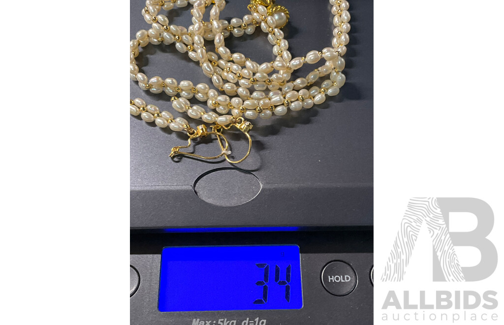 Freshwater Pearl Necklace, Bracelet & Earring Set