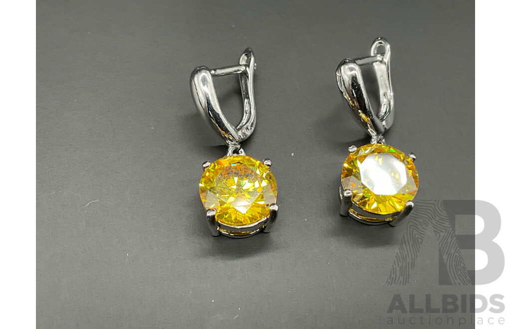 Yellow Tone Necklace, Bracelet, Ring & Earring Set