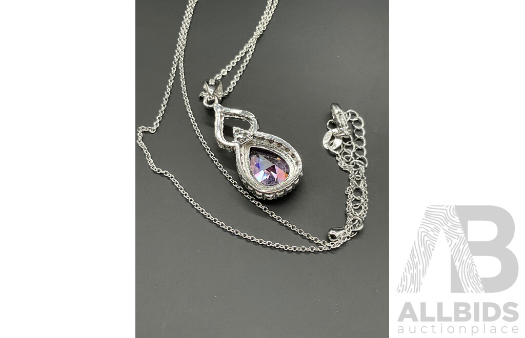 Amethyst Tone Necklace, Bracelet, Ring & Earring Set