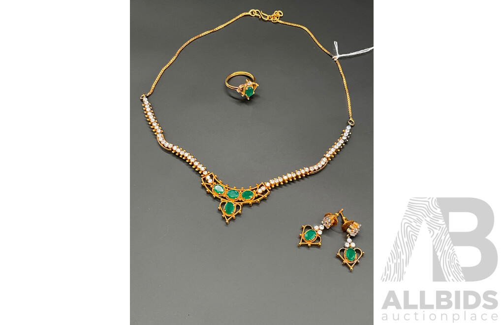 Floral Necklace, Ring & Earring Set