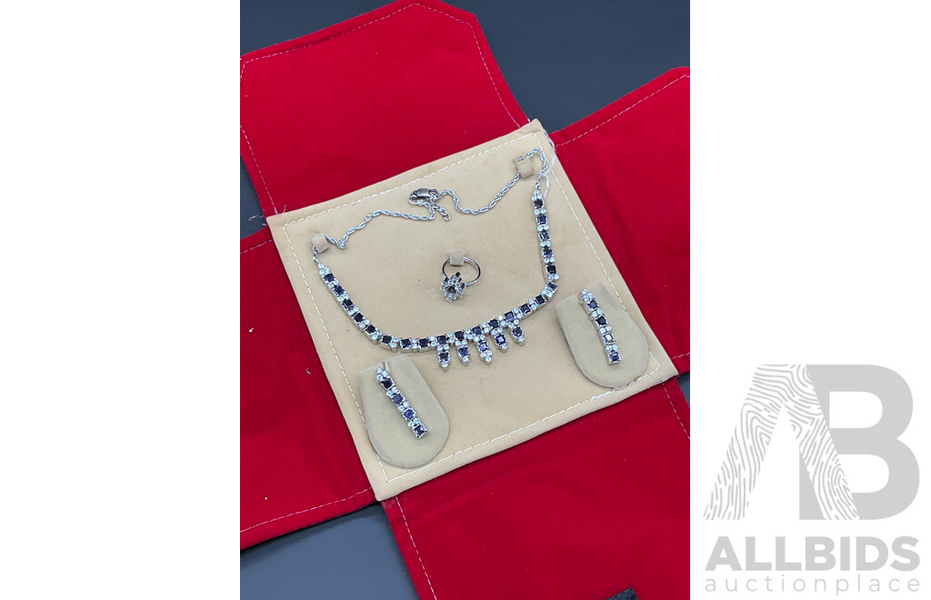 Royal Blue Necklace, Ring & Earring Set