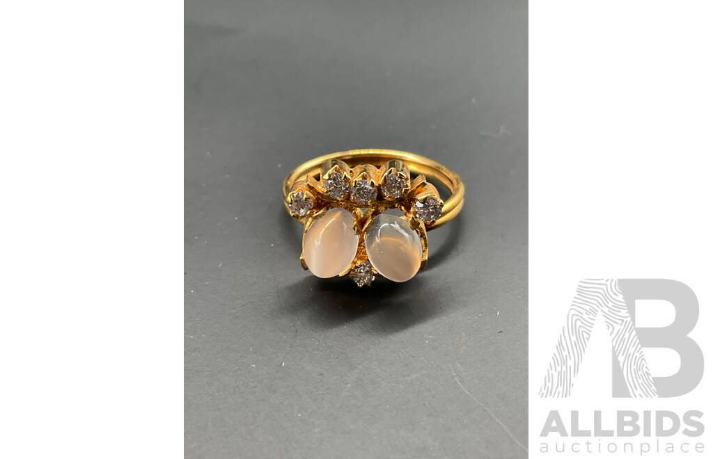 Gold-toned Moonstone Necklace, Ring & Earring Set