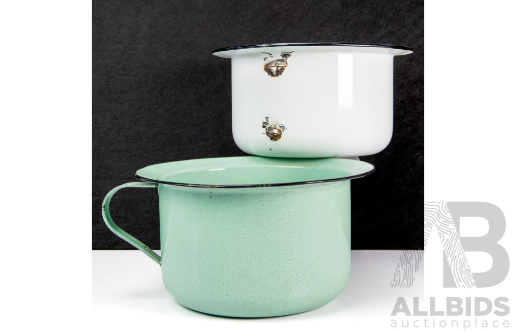 Pair of Vintage Enamel Bed Pans