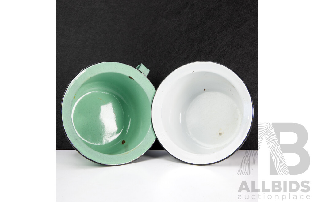 Pair of Vintage Enamel Bed Pans