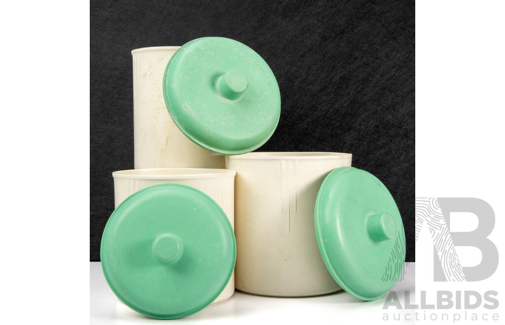 Collection of Three Vintage Bakelite Lidded Kithen Cannisters by Eon