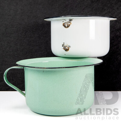 Pair of Vintage Enamel Bed Pans