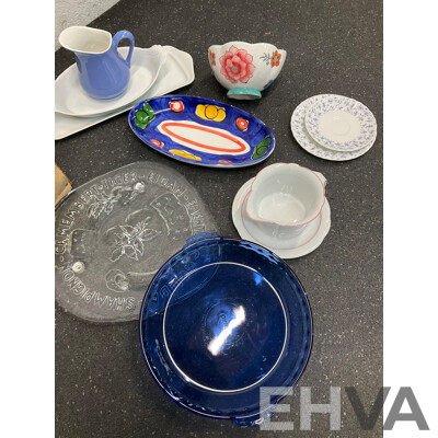 Collection of Vintage Ceramics, Including Plates, Cups, Saucers and Serving Dishes