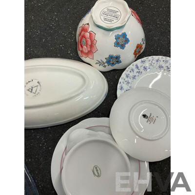Collection of Vintage Ceramics, Including Plates, Cups, Saucers and Serving Dishes