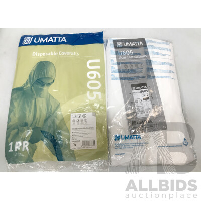 Umatta White Disposable Coveralls (Size: Small) - Lot of 40