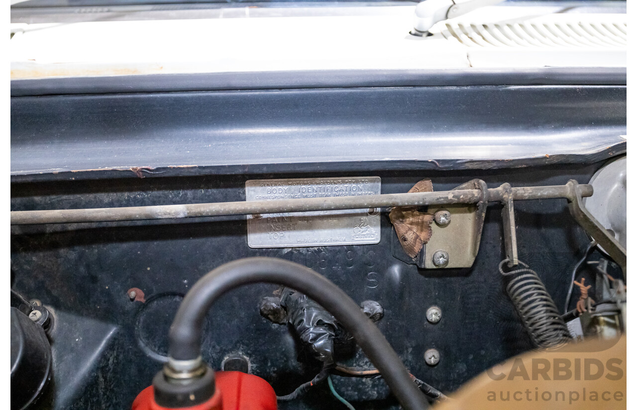 01/1968 Holden HK Premier 4d Sedan Grecian White 186S 3.0L - Matching Numbers Survivor Car